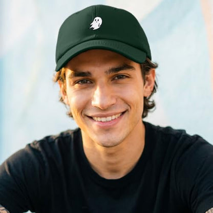 DALIX Ghost Embroidered Mens Womens Cotton Dad Hat Baseball Cap Adjustable - color: Dark Green