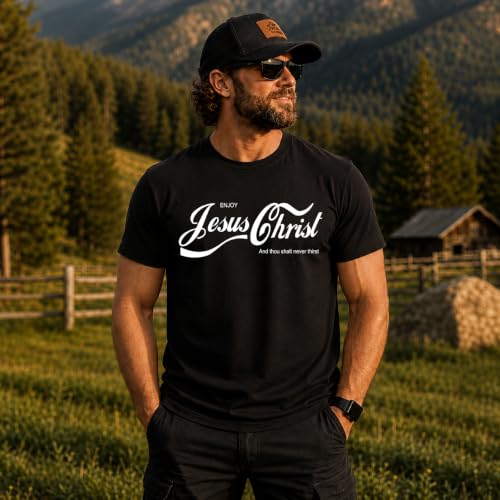 Enjoy Jesus Christ Parody Shirt Thou Shalt Never Thirst, Funny Christian Inspirational T Shirt for Men Women - color: Black-jesuschrist, size: Small