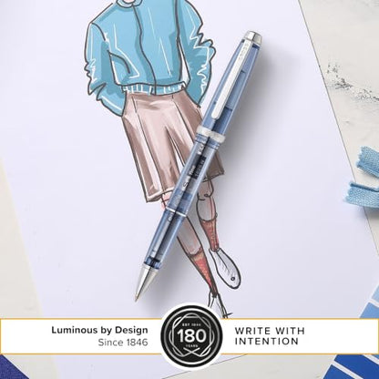 Cross Lume Translucent Translucent Navy Blue Resin Ballpoint Pen - Chrome-Plated Appointments - Black Fine-Tip Ballpoint - 0.27mm Line Width - Lifetime Mechanical Warranty - color: Blue