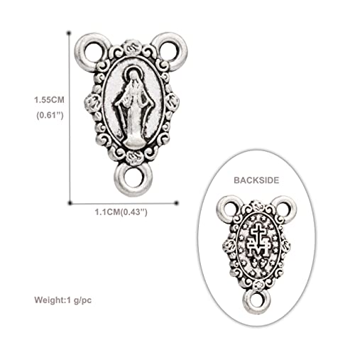 COTTVOTT St Benedict,Our Lady of Guadalupe Medal for DIY Jewelry Making,Virgin Mary Christ Jesus Rosary Center Connection Part - color: 30pcs-Floral Grace Mary Medal
