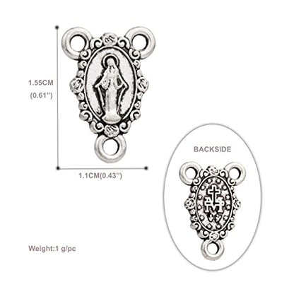 COTTVOTT St Benedict,Our Lady of Guadalupe Medal for DIY Jewelry Making,Virgin Mary Christ Jesus Rosary Center Connection Part - color: 30pcs-Floral Grace Mary Medal