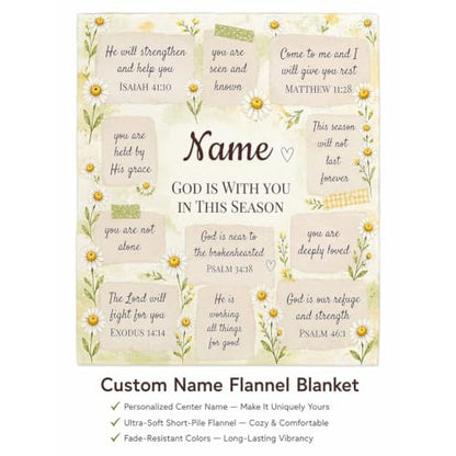 Personalized Christian Blanket for Women, Custom Name Scripture Throw Blanket with Bible Verse, Religious Faith Gift for Mom Daughter Sister Friend, Sympathy Birthday Christmas Baptism Gift - color: Background Pattern 7