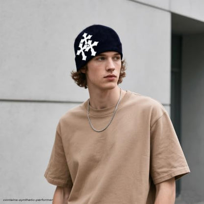 LUBINGSHINE Y2K Knitting Hat, Spider Web Pattern Beanies for Men & Women, Warm Knitted Hat Streetwear Outdoor Winter - color: Cross Graphics