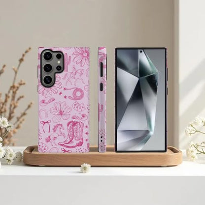 Compatible with Samsung Galaxy S23 Ultra,2-in-1 Frosted Phone Cover Shockproof Case - Aesthetic Western Cowgirl Pink - color: Aesthetic Western Cowgirl Pink, size: Samsung Galaxy S23 Ultra
