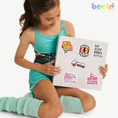 BEATRI Dancing Stickers Waterproof Vinyl 50Pcs Pink Dancer Decor - color: Dancing Stickers
