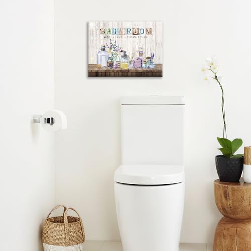 Lavender Bathroom Wall Art Purple Lavender Pictures Wall Decor Bathroom Sign Canvas Print Lavender Painting Framed Modern Home Artwork Decorations For Bathroom 16"x12" - color: Lavender Bathroom, size: 16"L x 12"W