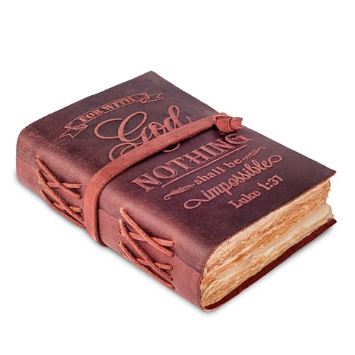 LEATHER VILLAGE Faith Journal Nothing Impossible Verse, Fuchsia 13x8. - color: Fuchsia, size: 13 inches X 8 inches