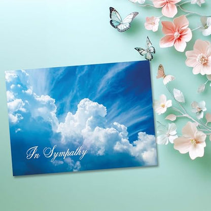 KJV Cloud Sky Sympathy Card, 1 Count - color: With Sympathy Greenery