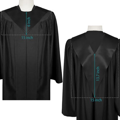 Premium Choir V Stole - Solid Color - Satin - Unisex - color: Black