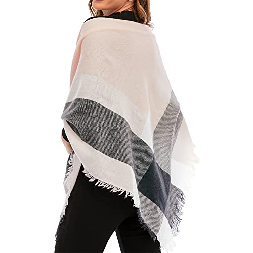 American Trends Scarfs for Women Winter Triangle Scarf Classic Plaid Warm Scarf Soft Scarves Knitted Wrap Shawl - color: A Triangle Pink & Black
