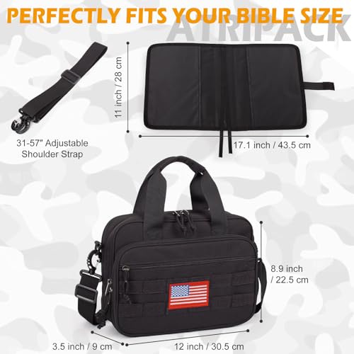 Tactical Bible Case for Men,2 Compartment Carrying Bible Cover for Church - color: black