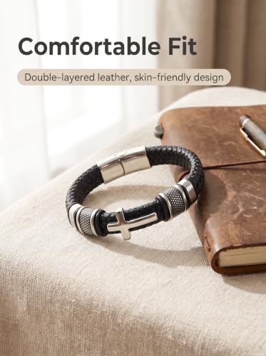 Cross Bracelet,Christian Bracelet for men - color: Silver