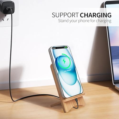 Cell Phone Stands, Desktop Stand, Luxury Nature Wood Simple Phone Stand, Compatible with iPhone & All Cell Phones, Ultra-Stable, Portable & Non-Slip Design, 2 Pieces, Bamboo - color: Bamboo