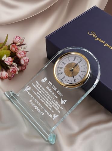 Mother in Law Gifts from Daughter Son, Mothers Day Glass Clock - color: Mother in Law Gifts