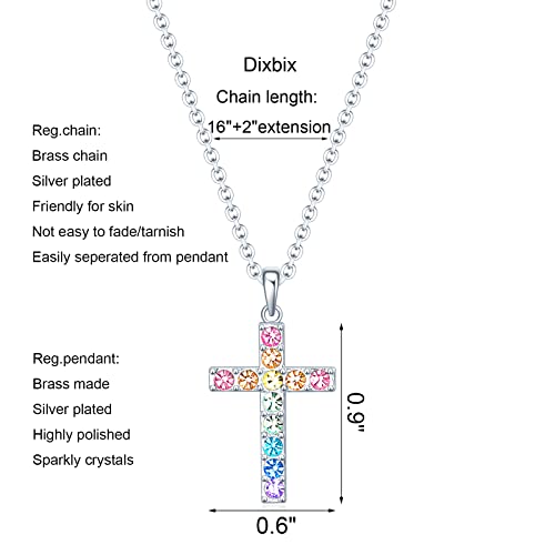 Baptism Cross Necklace for Women,First Communion Cross Necklaces Jewelry Gifts for Women - color: Dainty Cross Colorful