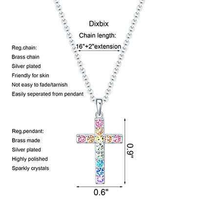 Baptism Cross Necklace for Women,First Communion Cross Necklaces Jewelry Gifts for Women - color: Dainty Cross Colorful