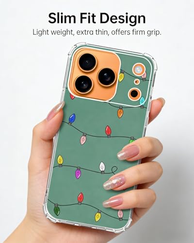 Christmas Lights Phone Case Compatible with iPhone 17 Pro, Cute Green Christmas Holiday Phone Cover for iPhone 17 Pro - color: Christmas Lights