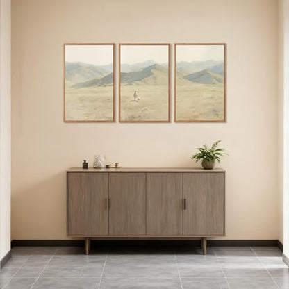 CHDITB 3 Pcs Jesus with Lamb Landscape Framed Canvas Wall Art 16x24 Inch - color: Jesus Leaves The 99 Parable of The Lost Sheep, size: 16"L x 24"W