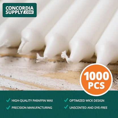 Concordia Supply 4.25" x 1/2" White Candlelight Vigil Candles, Box of 1000 - size: 4.25 inches, style: 1000ct