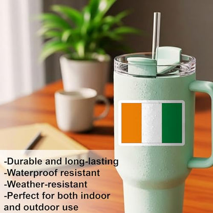 [3PCS] Ivory Coast Flag Sticker Set, Elephant & Map Design, Waterproof - color: Ivory Coast Flag Sticker