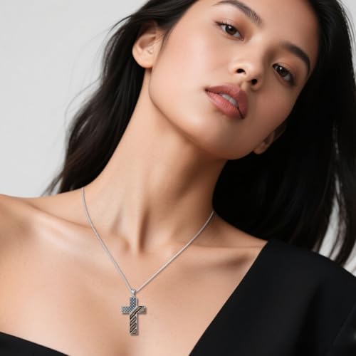 American Flag/Eagle/Star Necklace for Women 925 Sterling Silver Silver/Gold/Black American Flag Pendant 4th of July Jewelry for Wife Sister Girlfriend - color: White-1