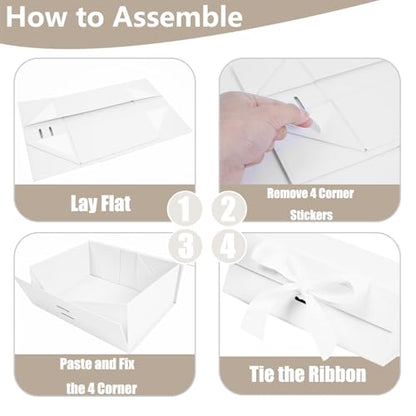 Aimyoo 5 Pack White Gift Box with Ribbon, 8.6x6.7x3.4 inch Groomsman Proposal Box for Presents with Magnetic Closure Lids, Rectangle Collapsible Luxury Box for Wedding, Christmas, Halloween, Birthday - color: White 8.6x6.7x3.4 inch-5 Pack