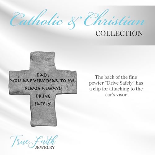 True Faith Jewelry Drive Safe Cross Car Visor Clip, Christian Religious Automotive Accessories, Driver Gifts, 2 x 1-3/4 Inch, Pewter, Dad - size: Dad