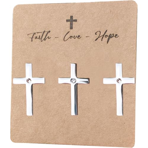 3PCS Bling Metal Cross Stickers for Cell Phone Cases , Stainless Steel Women Decor Charms Accessories with Rhinestone, Pocket inspirational gifts Self Love Photo Frame Laptop Ornament (silver) - color: silver