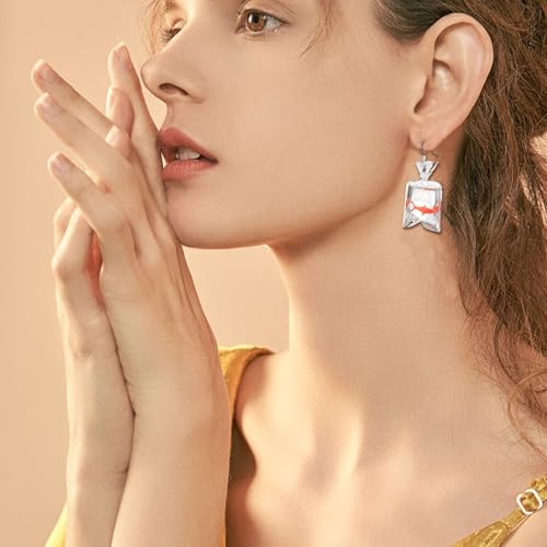 Funny Fish Earrings Unique Acrylic Resin Water Bag Shape Dangle Hook Earrings Gift for Girls Women