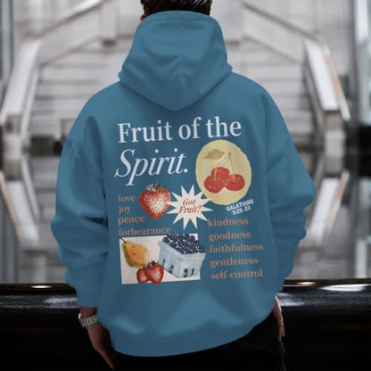 Christian Hoodies for Men Fruit of The Spirit Hoodie Jesus Religious Faith Bible Verse Sweatshirt Graphic Pullover - color: Deep Blue, size: X-Large