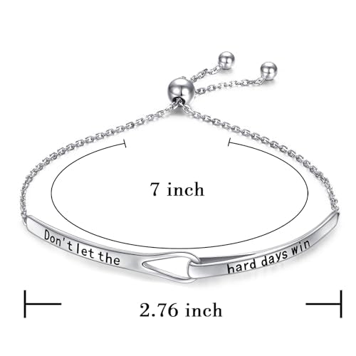 Sterling Silver Engraved Inspirational Adjustable Infinity Bracelet Graduation Gift for Mother Sister Best Friend Jewelry for Women - style: Don't Let the Hard Days Win Be Anxious for Nothing