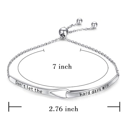 Sterling Silver Engraved Inspirational Adjustable Infinity Bracelet Graduation Gift for Mother Sister Best Friend Jewelry for Women - style: Don't Let the Hard Days Win Be Anxious for Nothing