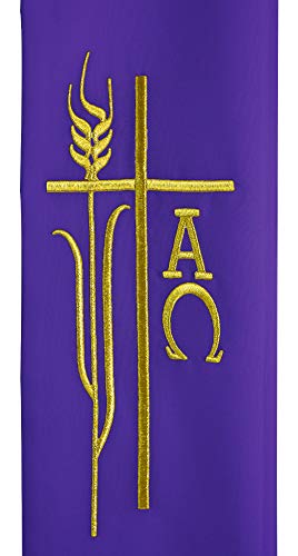 IvyRobes Alpha Omega Overlay Stole Wedding Clergy Stole 90" Long-4 Colors Available - color: Purple