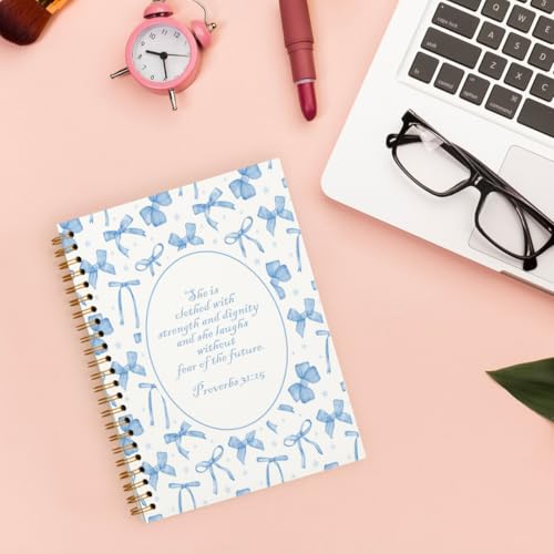 Christian Bible Bow Spiral Notebook Journal Gift for Women Teen Girl - color: proverbs 31:25