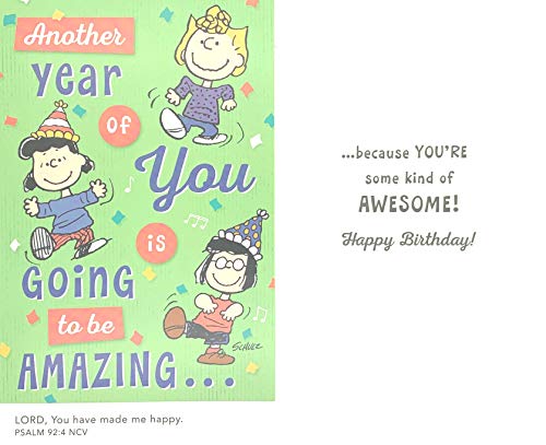 DaySpring - Peanuts - Happy Birthday - 4 Design Assortment with Scripture - 12 Boxed Cards & Envelopes (J0381)