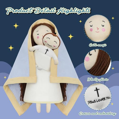 free-space Jesus Plush Doll Virgin Mary Doll Religious Toys Guardian Angel Stuffed Baptism Plush Toy Gifts for Kids for Christening Religious Christmas (Virgin Mary with Baby Jesus) - color: Virgin Mary (With Baby Jesus)