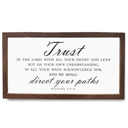 Christian Decor, Trust In The Lord With All Your Heart Christian Wall Art, Proverbs 3:5-6, Scripture Wall Art, Farmhouse Wood Framed Sign, Bible Verse Wood Signs - color: Proverbs 3:5-6