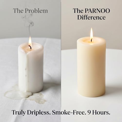 Unscented Pillar Candles - Set of 4 Vanilla Candles - 3x6 Slow Burning Candles for Weddings & Table Centerpieces - Large Pillar Candles, PARNOO - color: White