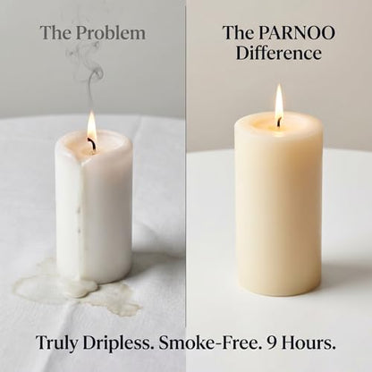 Unscented Pillar Candles - Set of 4 Vanilla Candles - 3x6 Slow Burning Candles for Weddings & Table Centerpieces - Large Pillar Candles, PARNOO - color: White