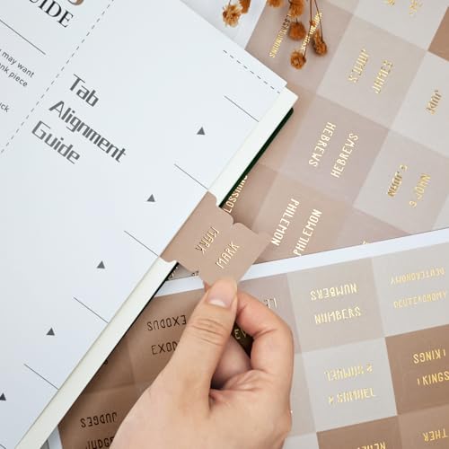 Laminated Bible Tabs for Women and Men, Gold Foil Embossed Lettering - style: Khaki