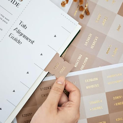 Laminated Bible Tabs for Women and Men, Gold Foil Embossed Lettering - style: Khaki