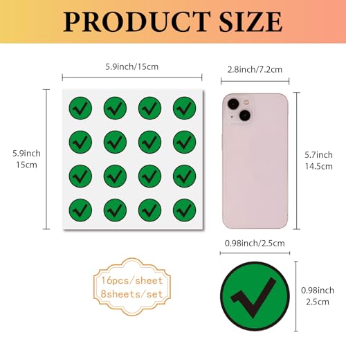 CREATCABIN 128Pcs Green Check Stickers Check Mark Sticker Circle Vinyl Decals Helmet Decals Self-Adhesive for Scrapbooking Crafts Water Bottles Teacher Calendar Laptop Diary Luggage Cup 0.98 Inch - style: Green Check