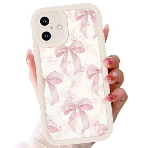 Aesthetic Blue Flower Bow Phone Case for iPhone 16 6,1", Cute Floral Girly Ribbon Bowknot Pattern Soft TPU Shockproof Cell Phone case for Women Girls Man,Beige - color: Beige, size: for iPhone 16