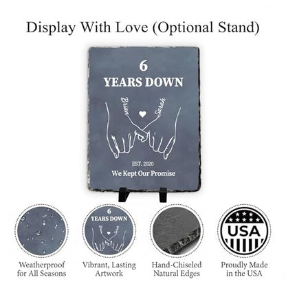 6th Iron Anniversary Keepsake for Him or Her - Traditional Stone Alternative Plaque - Personalized Slate Keepsake for Husband Wife Presents (S-232) - color: S-232