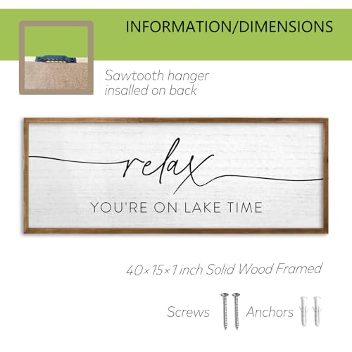 TQianJiang Relax You're On Lake Time Wall Decor 40"×15" Wood - color: Relax You're On Lake Time (Wood), size: 40"L x 15"W