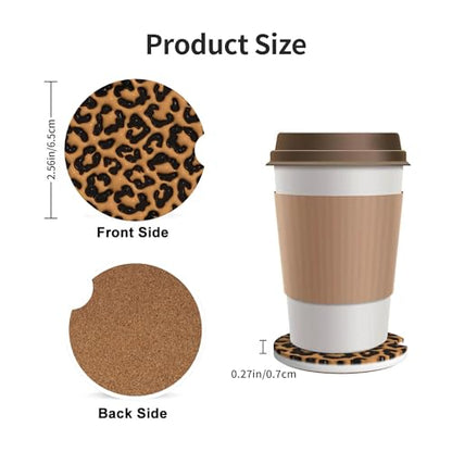 Car Coasters for Cup Holder 2 Pack - Brown Leopard Print - color: Brown Leopard Print