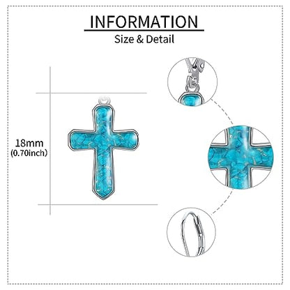 Cross Earrings 925 Sterling Silver Dangle Earring Gifts for Women - style: Turquoise Cross