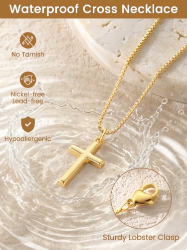 KeyStyle Cross Necklace for Women,Silver/Gold/Rose Gold Cross Pendant - color: Small Cross-Gold
