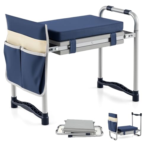 IRONMAX Garden Kneeler and Seat with 14" L×11" W EVA Kneeling Pad, Blue - color: Blue, size: 14"L×11"W