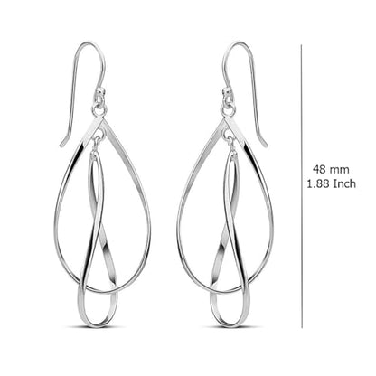 Charmsy 925 Sterling Silver Double Twisted Infinity Dangle Earrings for Women | Linear Marquise Large Loops Classic Infinity Drop Dangle Earrings - color: Linear Twisted